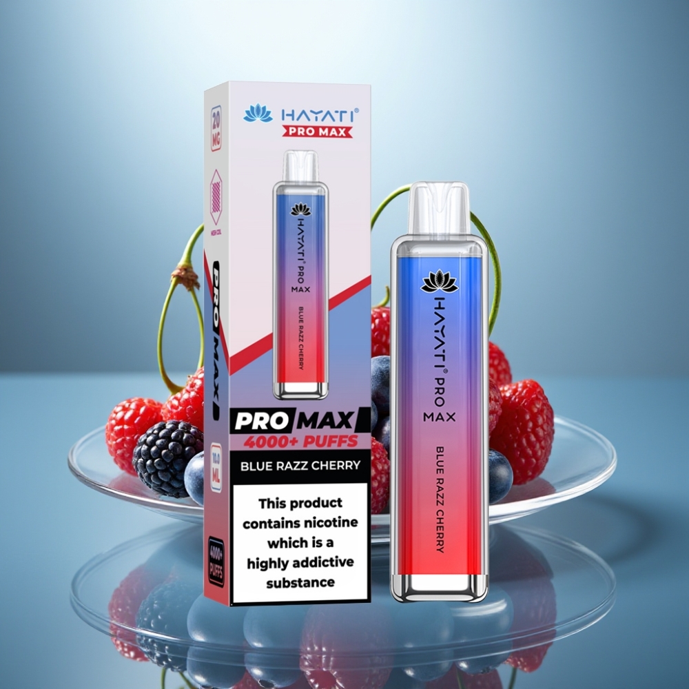Hayati Pro Max 4000 Puffs Disposable Vape Blue Razz Cherry 1400mAh Dual Mesh 2ml
