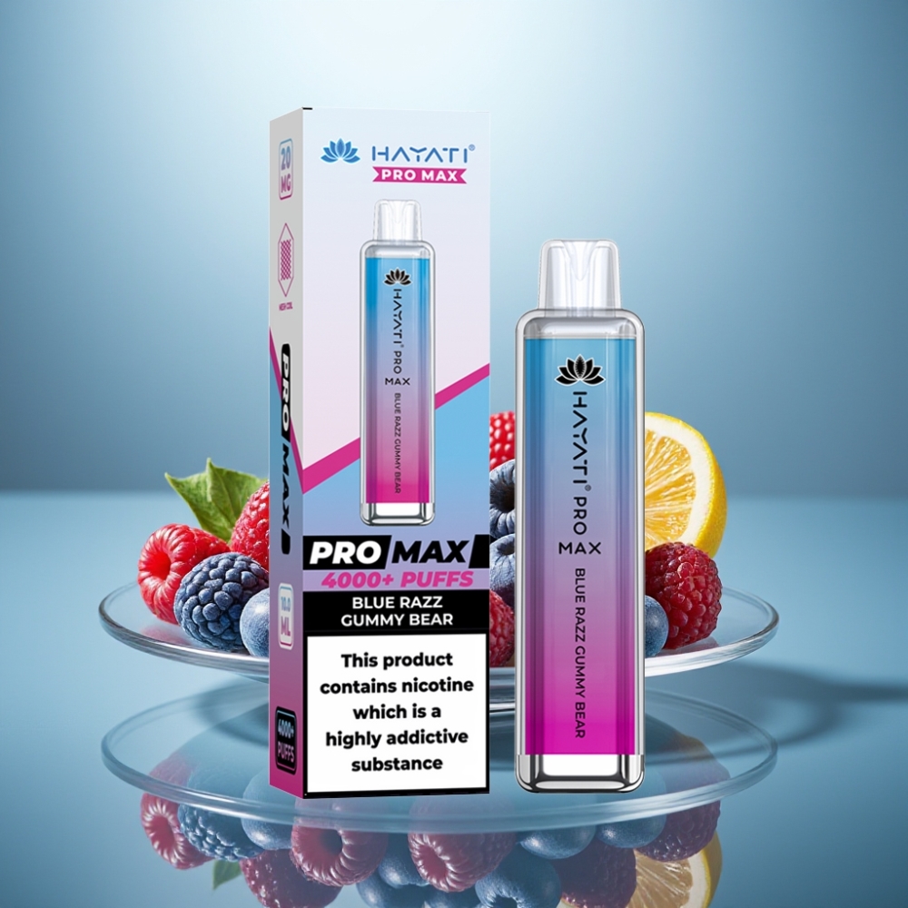 Hayati Pro Max 4000 Puffs Disposable Vape Blue Razz Gummy Bear 1400mAh Rechargeable