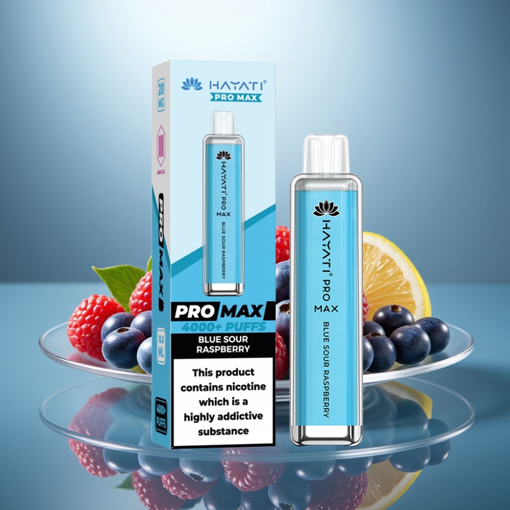 Hayati Pro Max 4000 Puffs Disposable Vape Blue Sour Raspberry 1400mAh Dual Coil 2ml