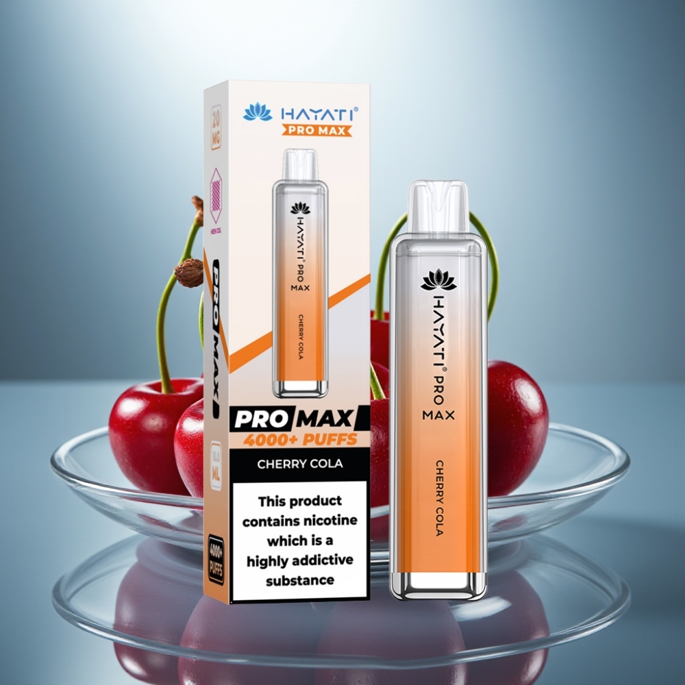 Hayati Pro Max 4000 Puffs Disposable Vape Cherry Cola 2%/5% Nicotine 1400mAh Rechargeable