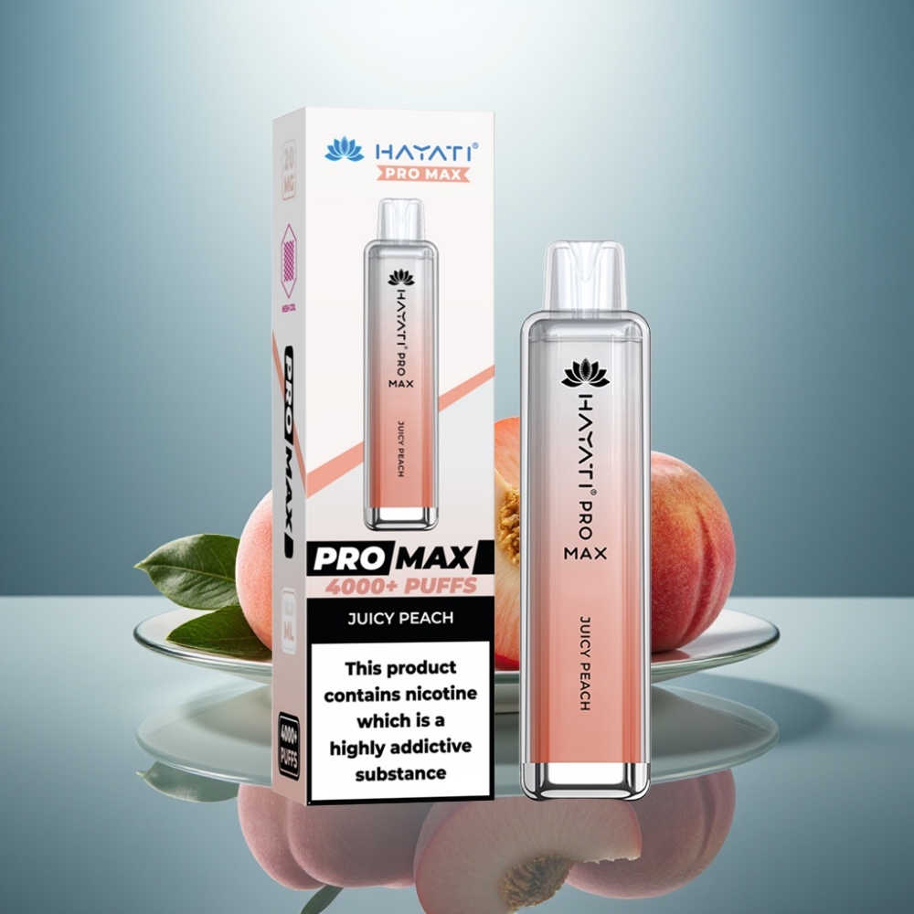 Hayati Pro Max 4000 Puffs Disposable Vape Juicy Peach 2%-5% Nicotine 1400mAh Rechargeable