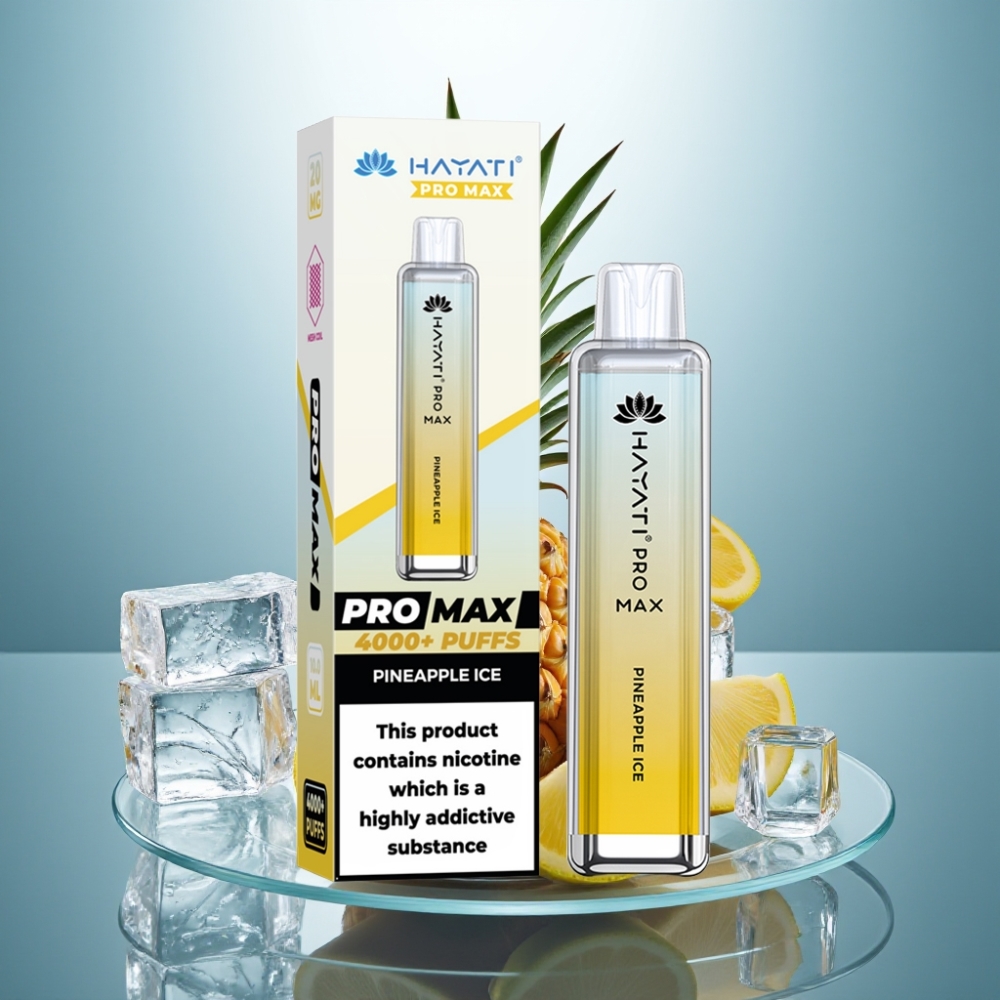 Hayati Pro Max 4000 Puffs Disposable Vape Pineapple Ice 1400mAh Rechargeable 2ml/10ml