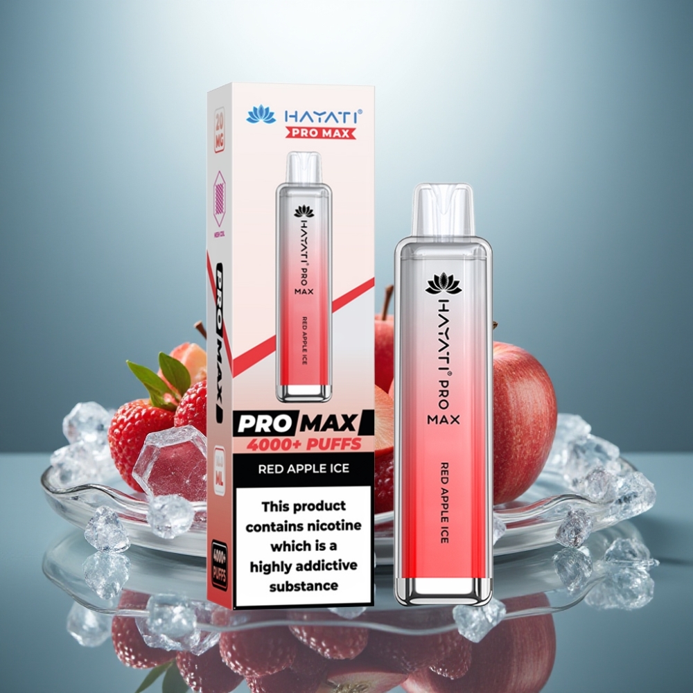 Hayati Pro Max 4000 Puffs Disposable Vape Red Apple Ice 1400mAh Dual Coil Rechargeable