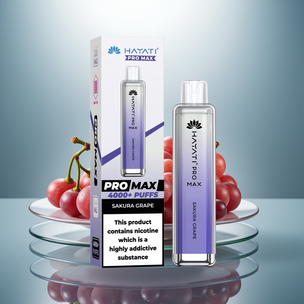 Hayati Pro Max 4000 Puffs Disposable Vape Sakura Grape 1400mAh Rechargeable Dual Mesh