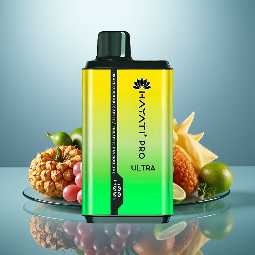 Hayati Pro Ultra 15000 Puffs 850mAh 2×12ml 2% Grape Cucumber Apple Pineapple Passion Lim