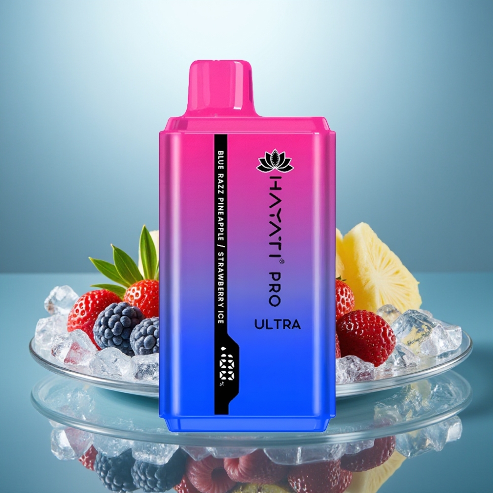 Hayati Pro Ultra 15000 Puffs Blue Razz Pineapple Strawberry Ice 2×12ml 2% 49 Flavors