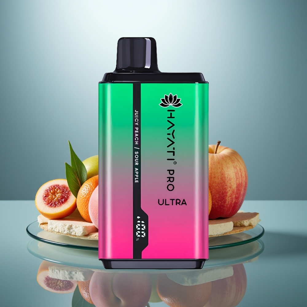 Hayati Pro Ultra 15000 Puffs Sour Apple Juicy Peach 2×12ml 2% 49 Flavors