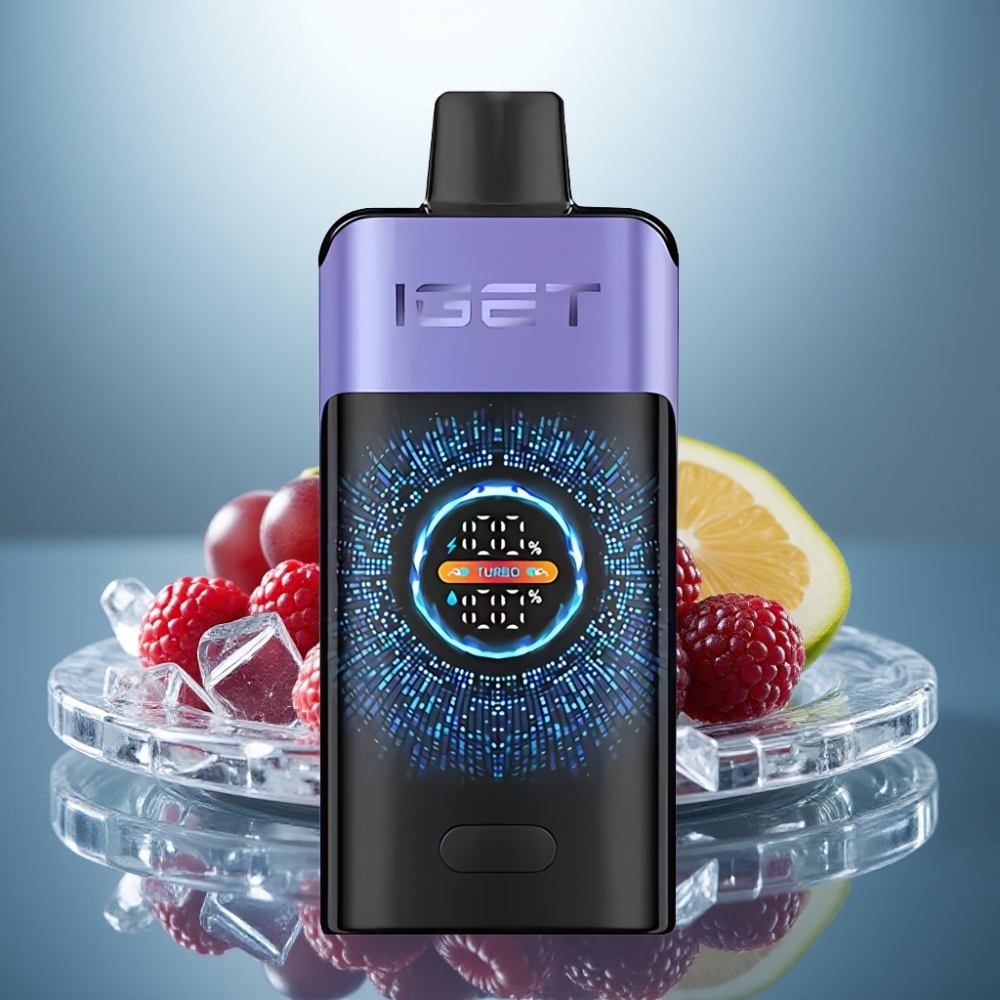IGET ONE 12000 Puffs Disposable Vape Raspberry Grape Ice 2700mAh 0.6ohm Dual Mesh