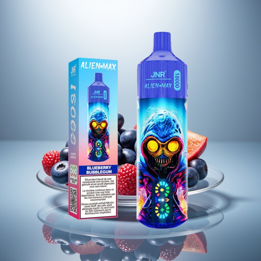 JNR Alien Max 18000 Puffs Blueberry Bubblegum LED Display Dual Mesh 28ml