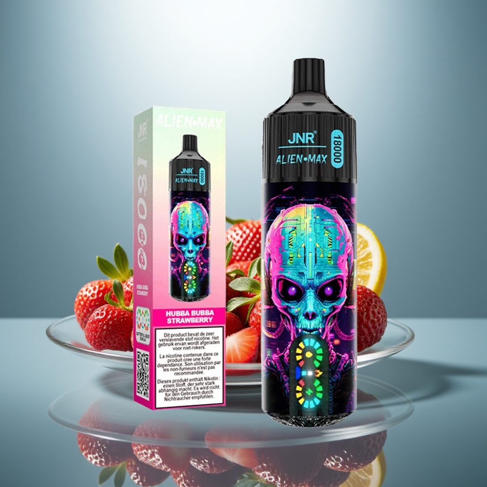 JNR Alien Max 18000 Puffs Disposable Vape Hubba Bubba Strawberry Smart LED Dual Mesh 28ml