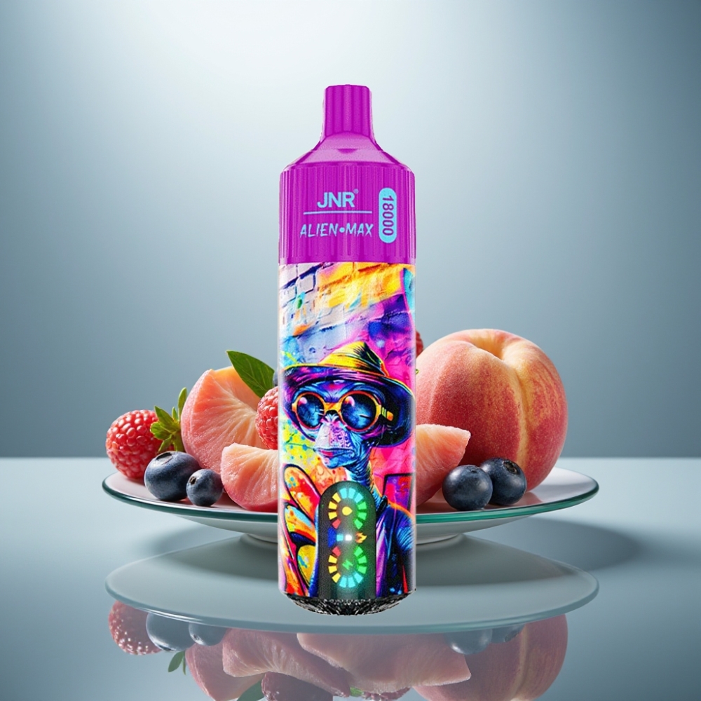 JNR Alien Max 18000 Puffs Peach Blueberry Candy 28ml LED Dual Mesh 850mAh