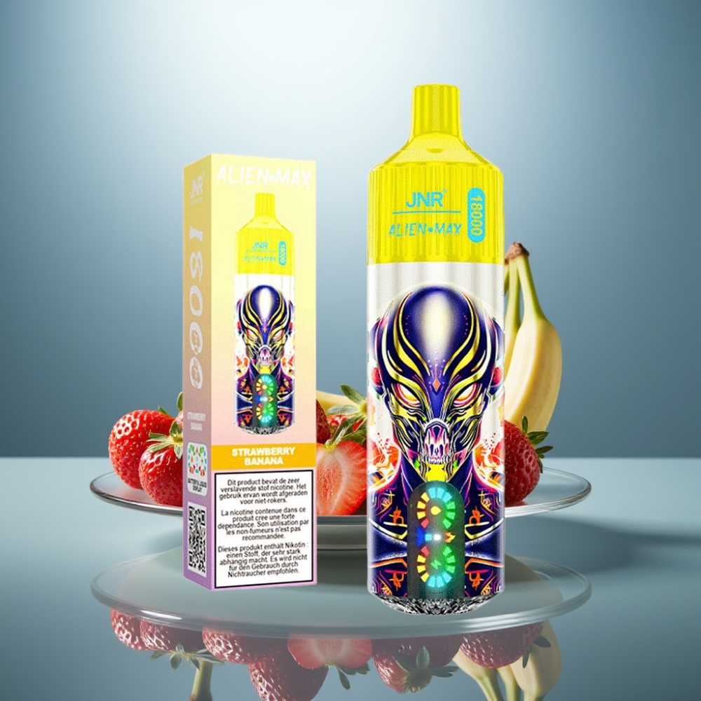 JNR Alien Max 18000 Puffs Strawberry Banana Smart LED Dual Mesh 28ml Type-C
