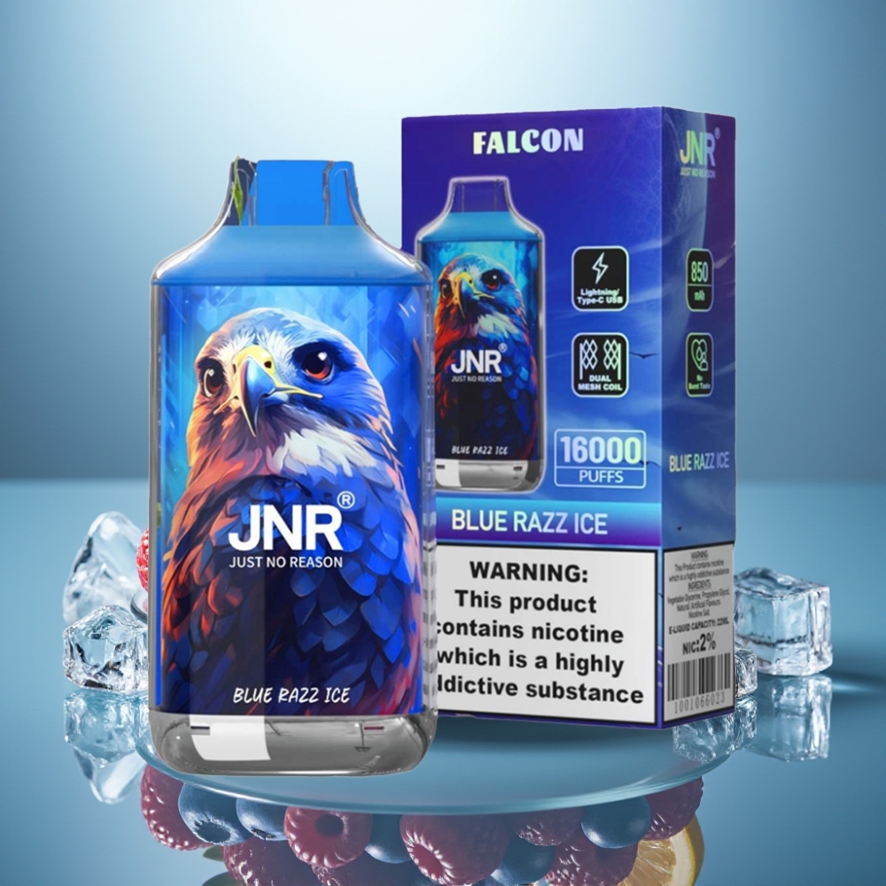 JNR Falcon 16000 Puffs Blue Razz Ice 850mAh 22ml Dual Mesh Coil