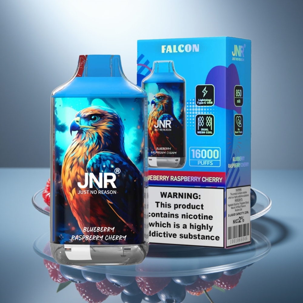 JNR Falcon 16000 Puffs Blueberry Raspberry Cherry 850mAh 22ml Type C LED