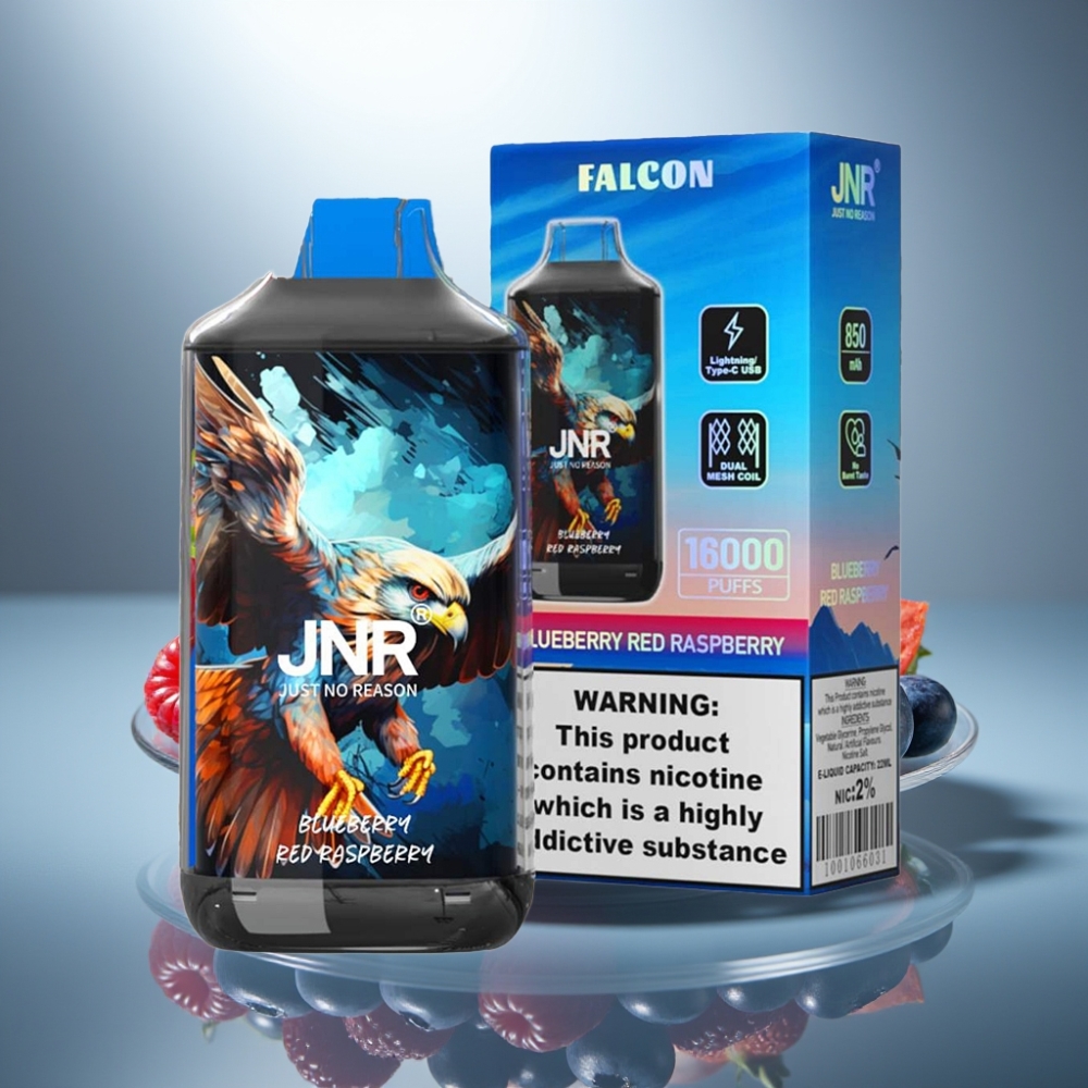 JNR Falcon 16000 Puffs Blueberry Red Raspberry 850mAh 22ml Dual Mesh