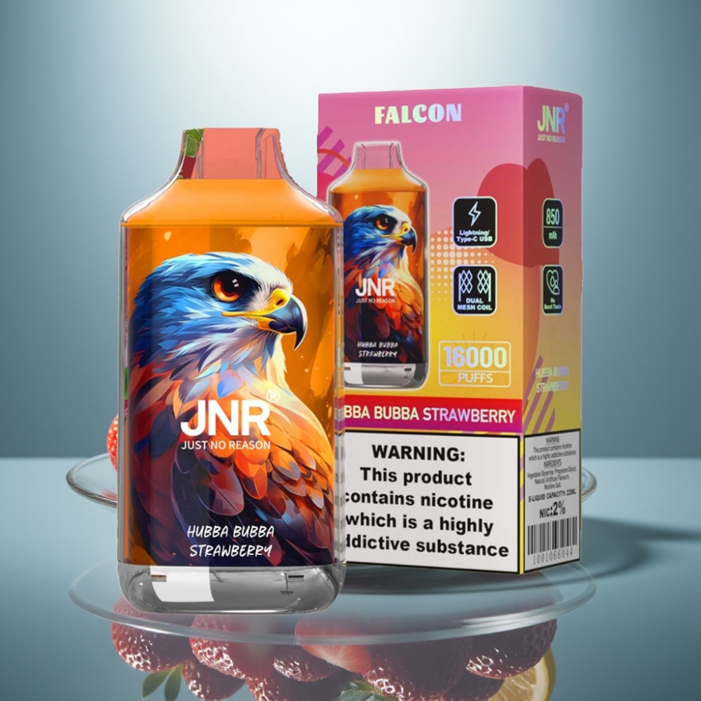 JNR Falcon 16000 Puffs Hubba Bubba Strawberry 850mAh 22ml Dual Mesh