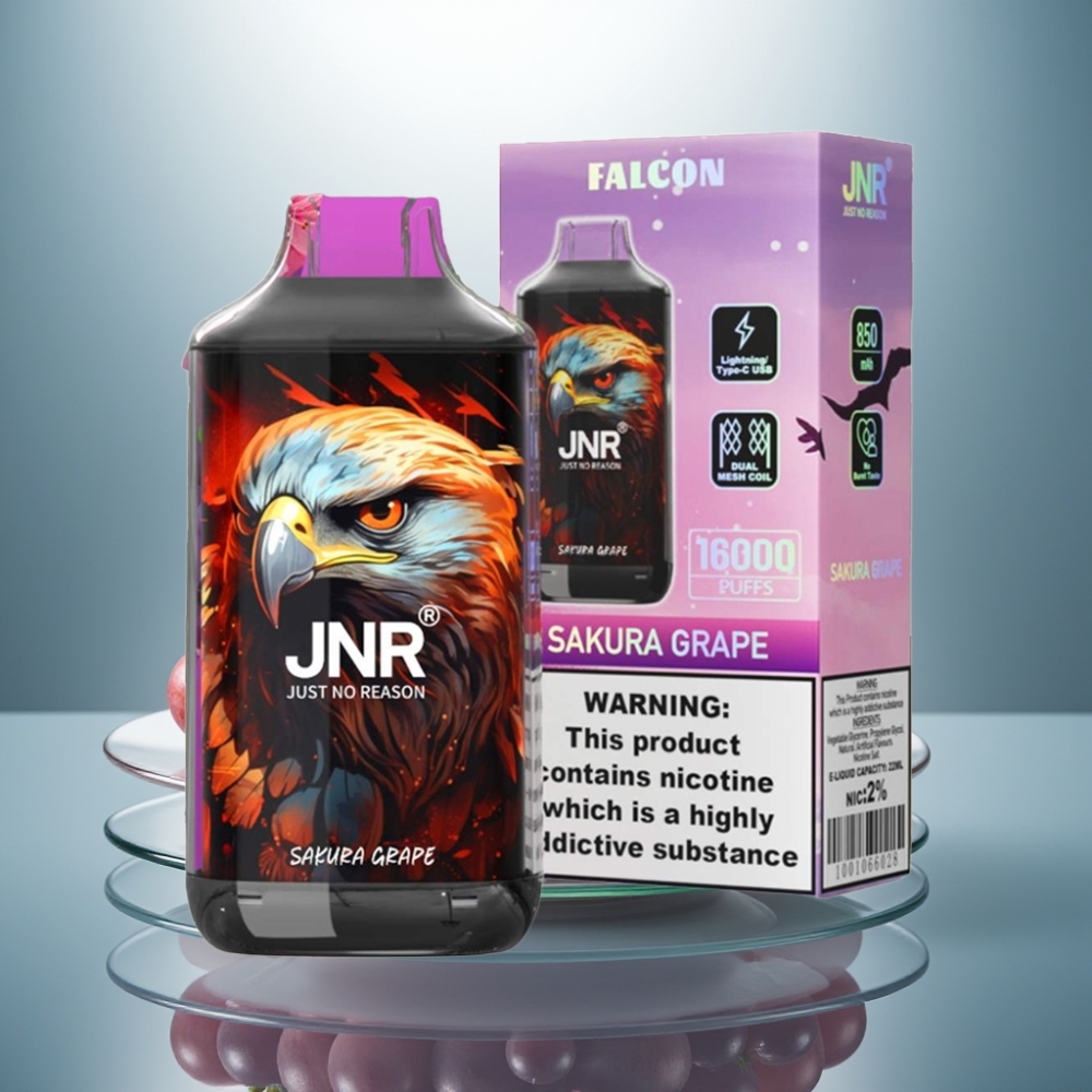 JNR Falcon 16000 Puffs Sakura Grape 850mAh 22ml Dual Mesh Coil Type C LED
