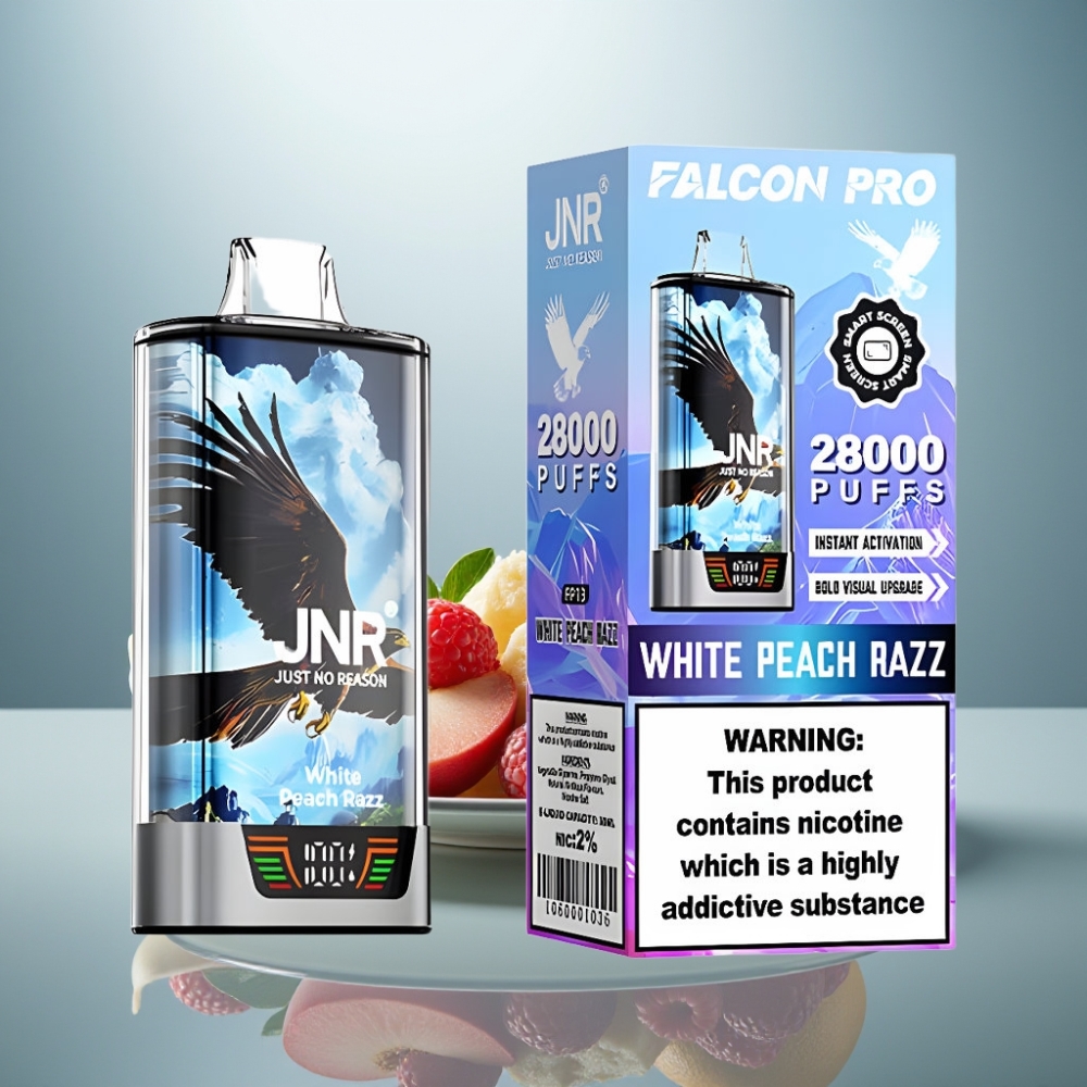 JNR Falcon Pro 28000 30ml 5%nic White Peach Razz