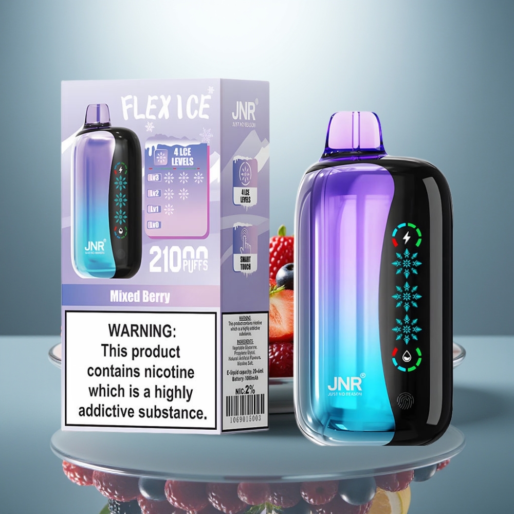 JNR Flex Ice 21000 Puffs Disposable Vape Mixed Berry 26ml 1.2 Ohm Dual Mesh