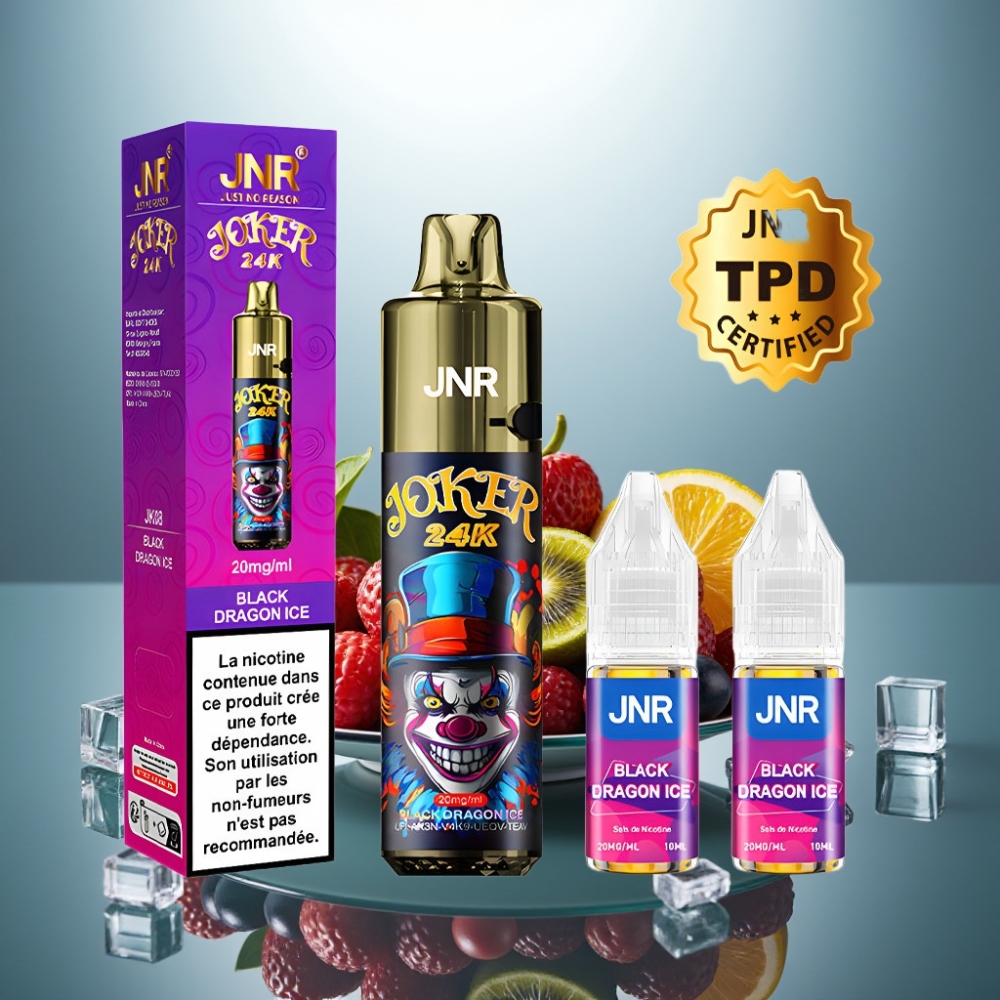 JNR Joker 24000 Puffs Black Dragon Ice 2+10ml Refillable 800mAh Type-C