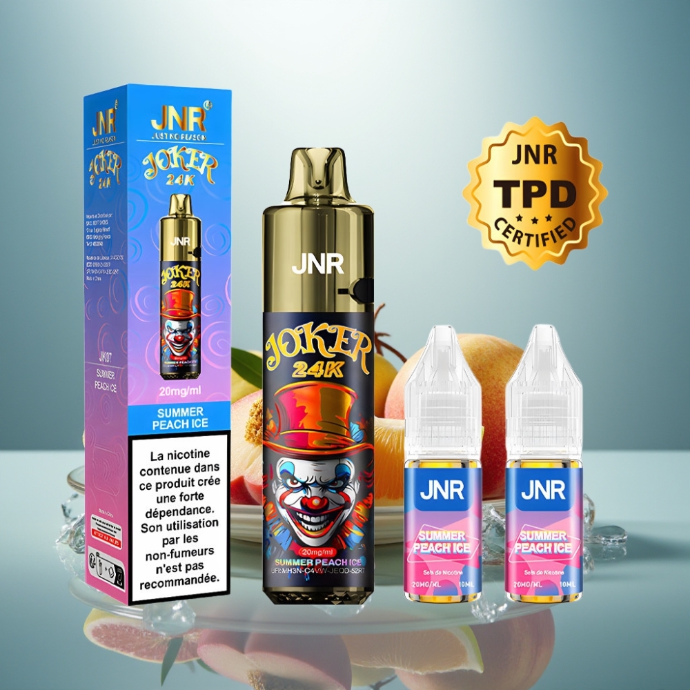 JNR Joker 24K Puffs 2+10ml Refillable 800mAh Type-C Summer Peach Ice
