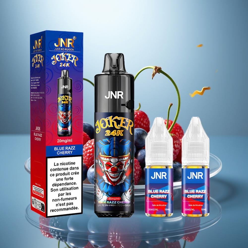 JNR Joker 24K Puffs Disposable Vape Blue Razz Cherry 10ml 800mAh TPD