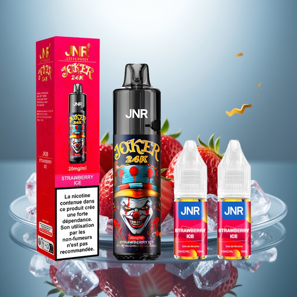 JNR Joker 24K Puffs Disposable Vape Strawberry Ice 10ml 800mAh Type-C 2%