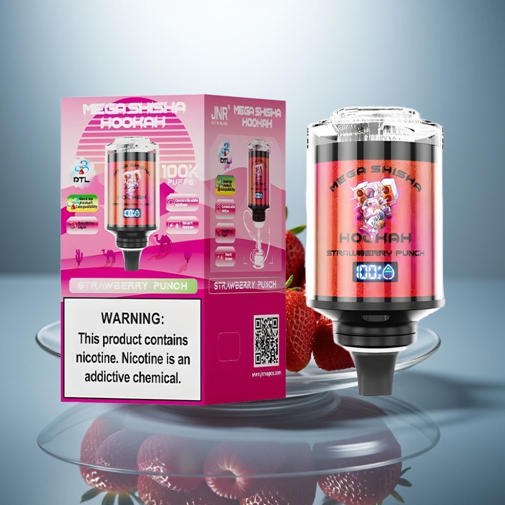 JNR Mega Shisha Hookah 100K 60ml 2200mAh Type-C Strawberry Punch