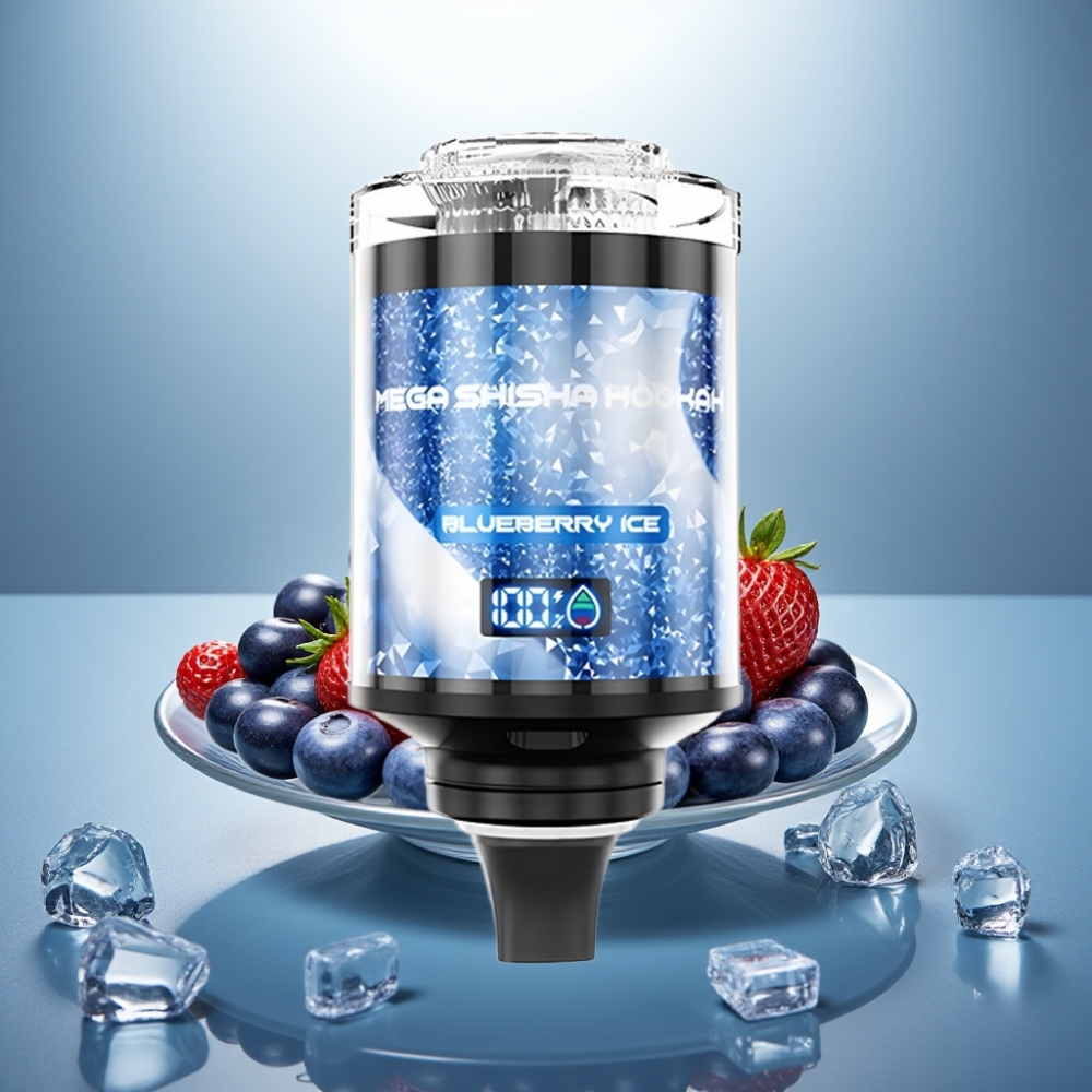 JNR Mega Shisha Hookah 100K Blueberry Ice 60mL 2200mAh Adjustable Airflow