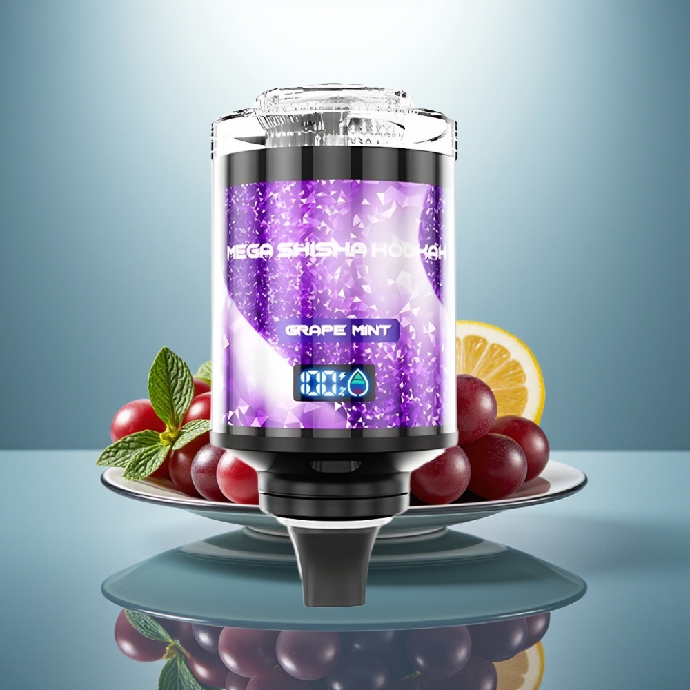 JNR Mega Shisha Hookah 100K Grape Mint 60mL 2200mAh Type-C Adjustable Airflow