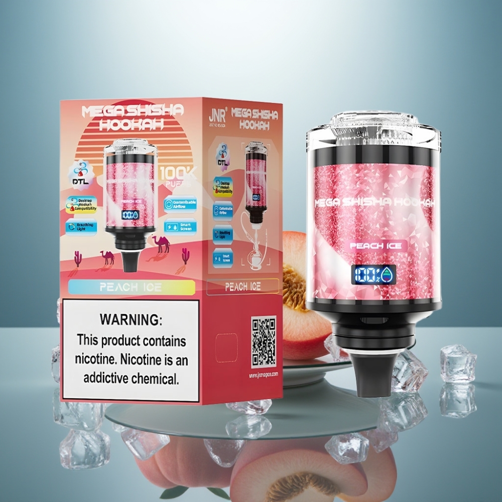JNR Mega Shisha Hookah 100K Peach Ice 60ml 2200mAh Type-C