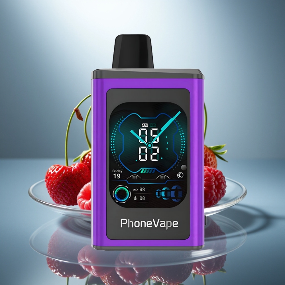 JNR PhoneVape 30000 puffs Disposable Vape Cherry Strawberry Raspberry 850mAh Turbo Mode App Controlled