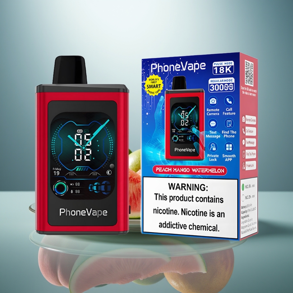 JNR PhoneVape 30000 puffs Disposable Vape Peach Mango Watermelon 850mAh Turbo Mode App Controlled