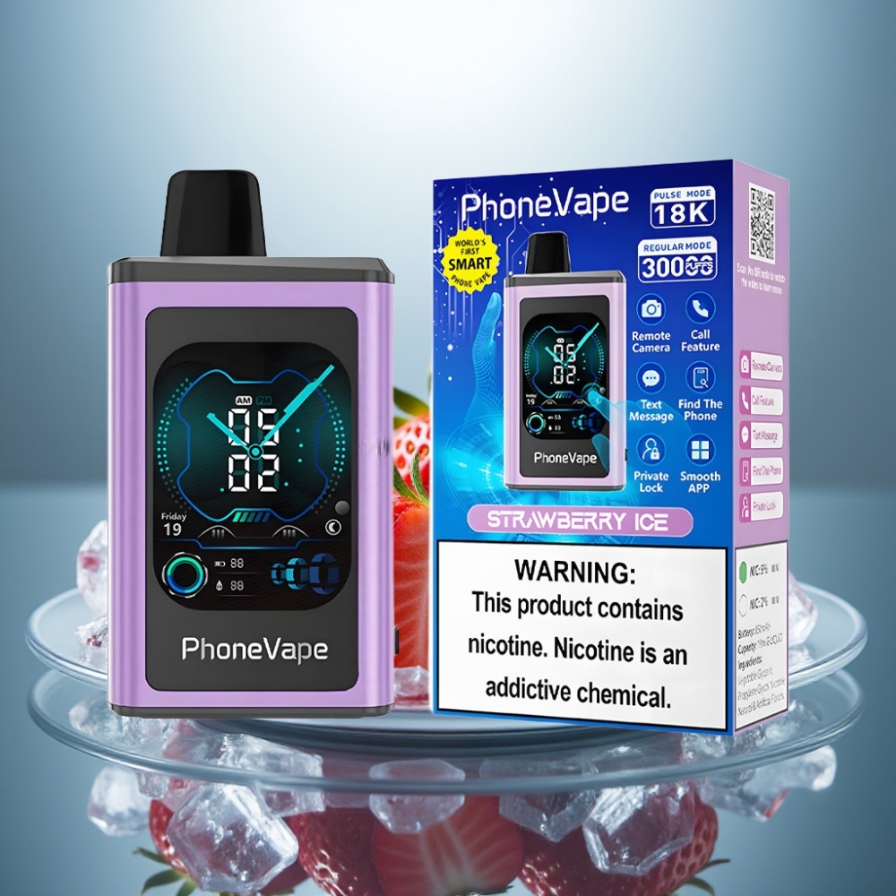 JNR PhoneVape 30000 puffs Strawberry Ice Rechargeable Adjustable Airflow Turbo Mode