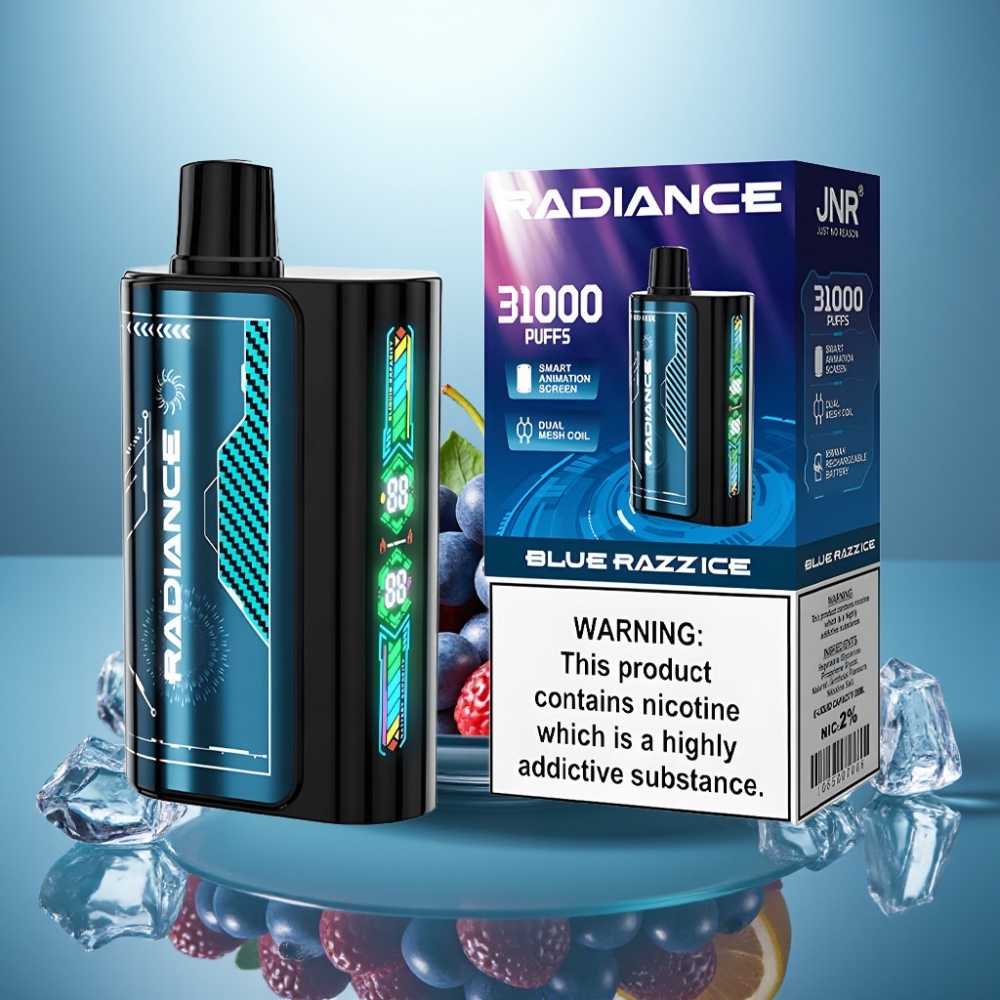 JNR Radiance 31000 Puffs 28ml Dual Mesh BLUE RAZZ ICE