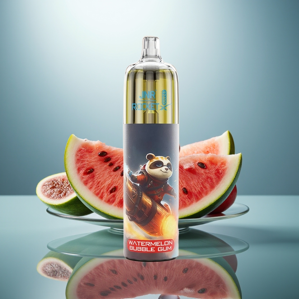 JNR Rocket-X 12400 Puffs Disposable Vape Watermelon Bubble Gum Adjustable Airflow RGB Lights 25ml