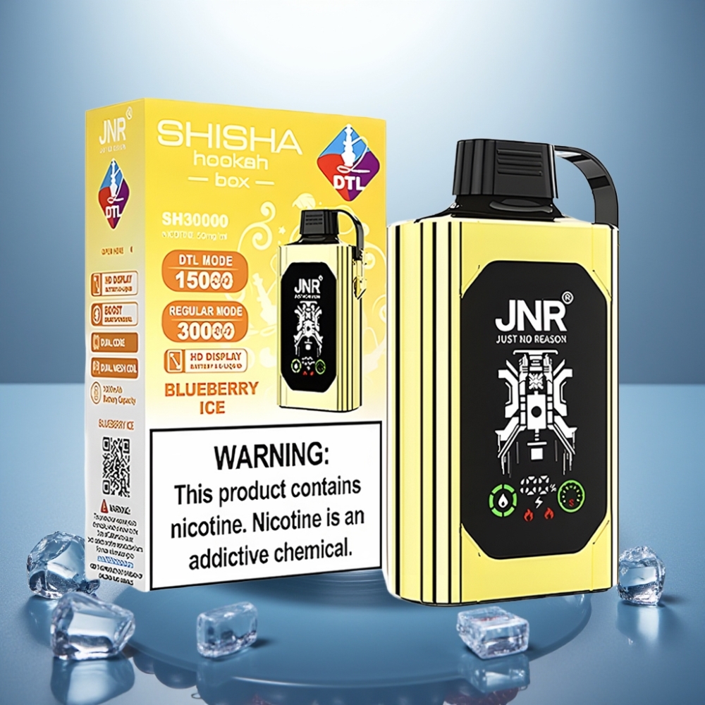 JNR Shisha Hookah Box 20500 Puffs Blueberry Ice 25ml Dual Mesh Coil Type-C