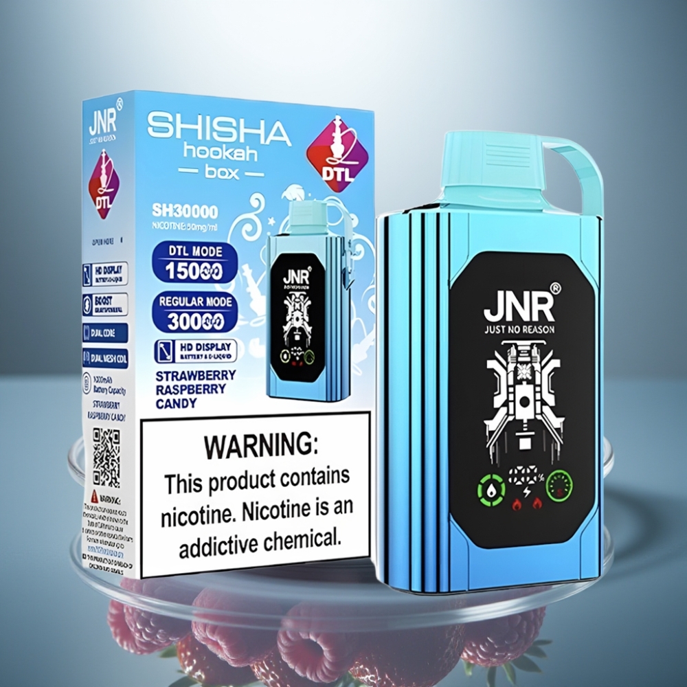 JNR Shisha Hookah Box 20500 Puffs Strawberry Raspberry Candy 25ml 1000mAh Dual Mesh