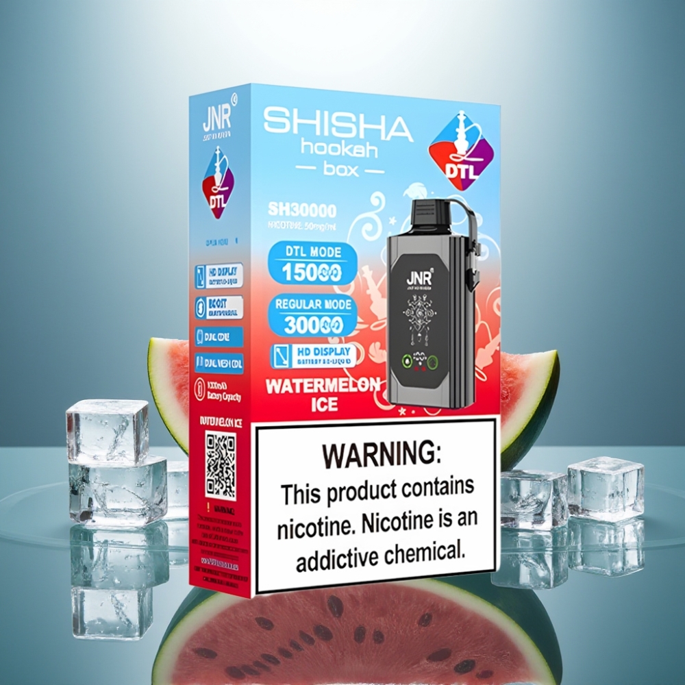 JNR Shisha Hookah Box 20500 Puffs Watermelon Ice 1000mAh 25ml Dual Mesh Coil Type-C
