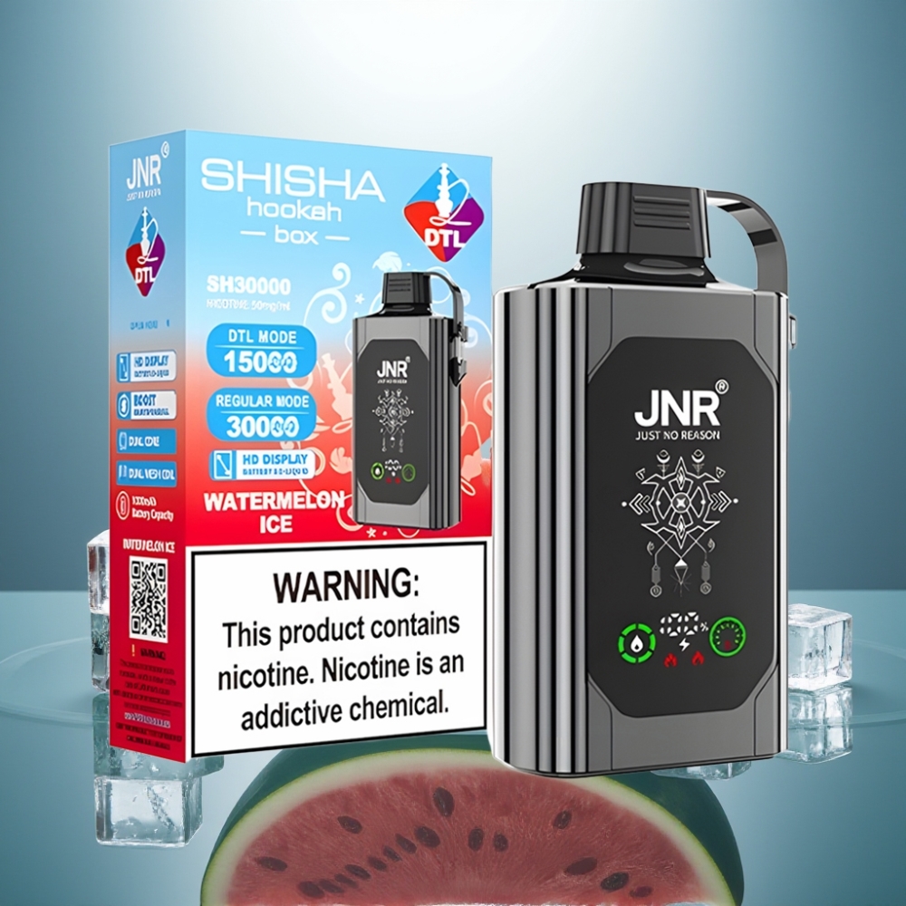 JNR Shisha Hookah Box 20500 Puffs Watermelon Ice 1000mAh 25ml Dual Mesh Coil Type-C