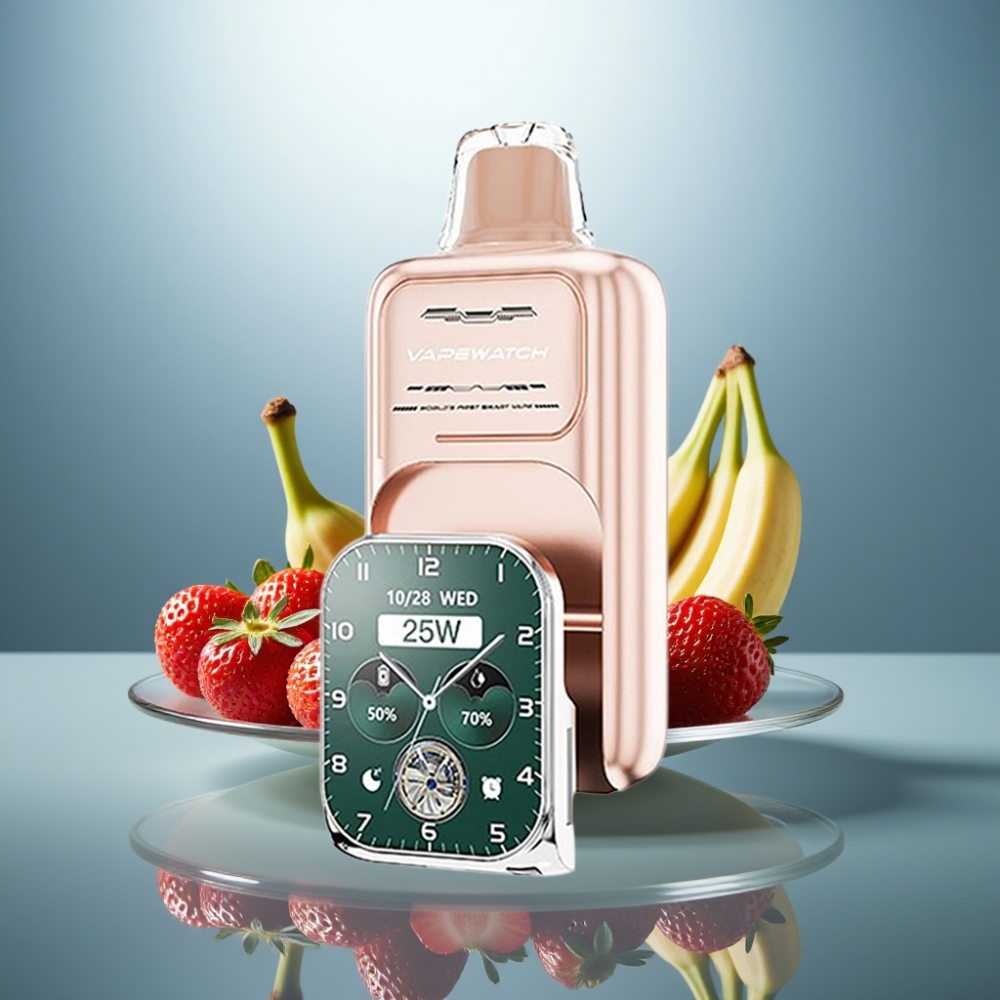 JNR VapeWatch 30000 Puffs Strawberry Banana 19mL 5% Dual Mesh Coil